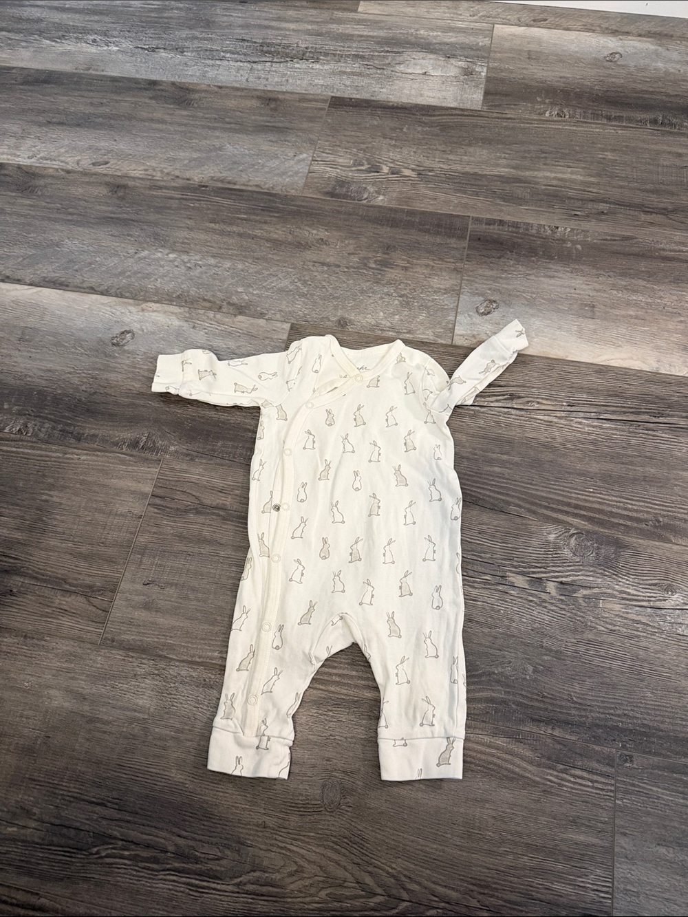 Pehr Cream Baby One-Piece Romper with Bunny Print